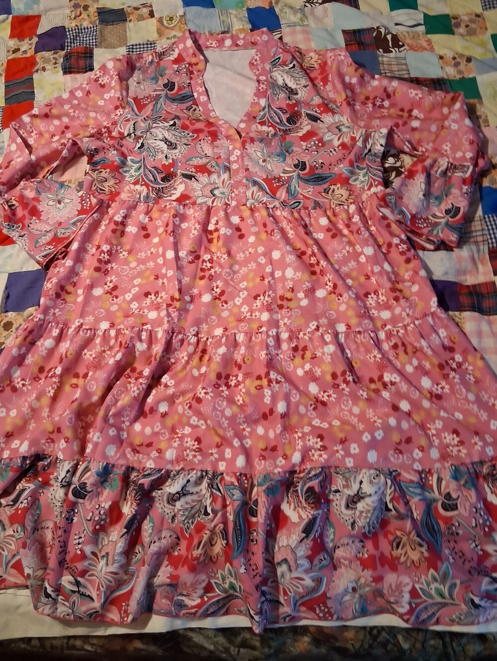 Womans Sz. XXL Pink Floral Print Dress